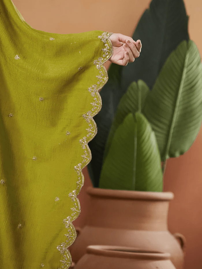 Embroidered Anarkali and Pant with Dupatta Set