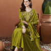 Embroidered Anarkali and Pant with Dupatta Set