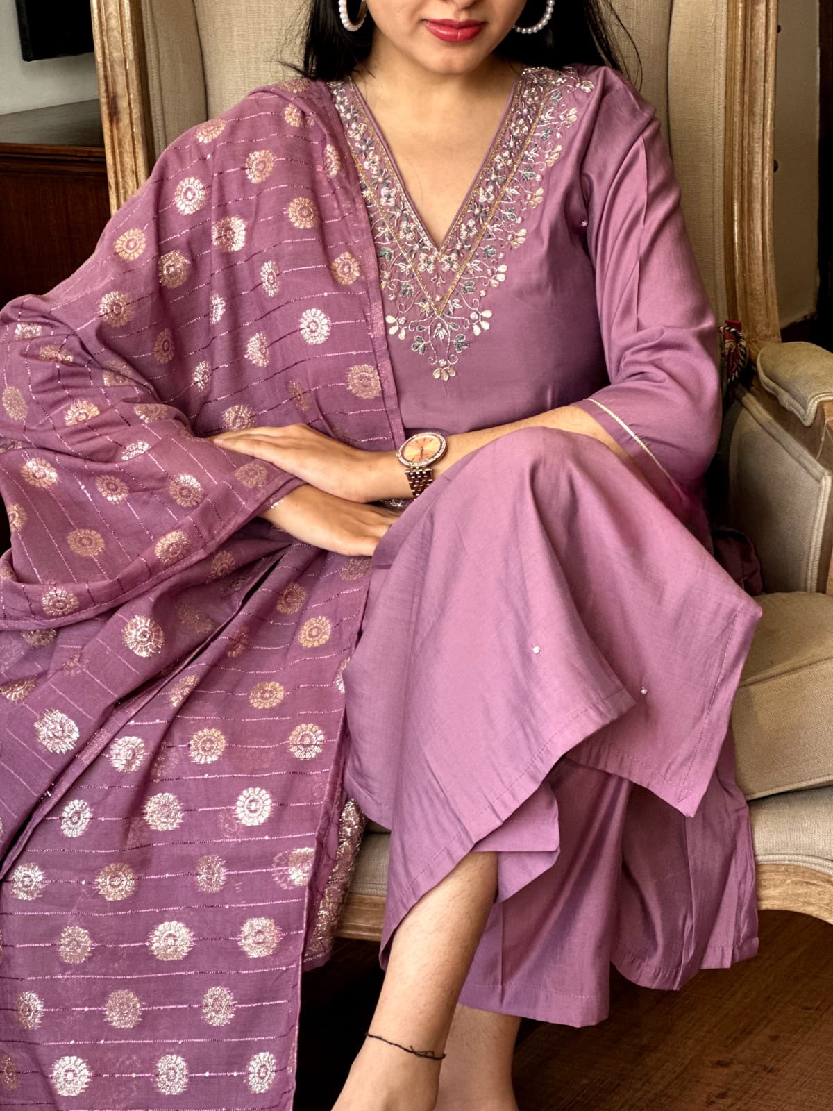 Women Embroidered Chanderi  SILK  kurta set