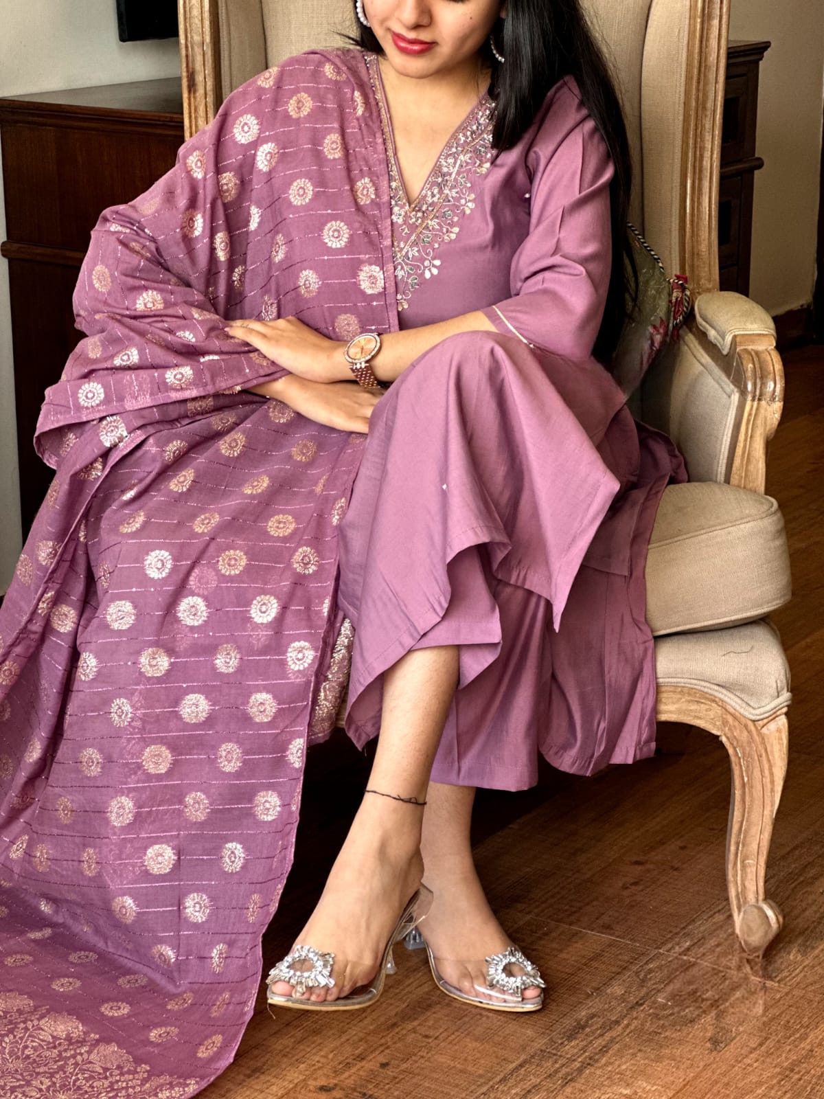 Women Embroidered Chanderi  SILK  kurta set