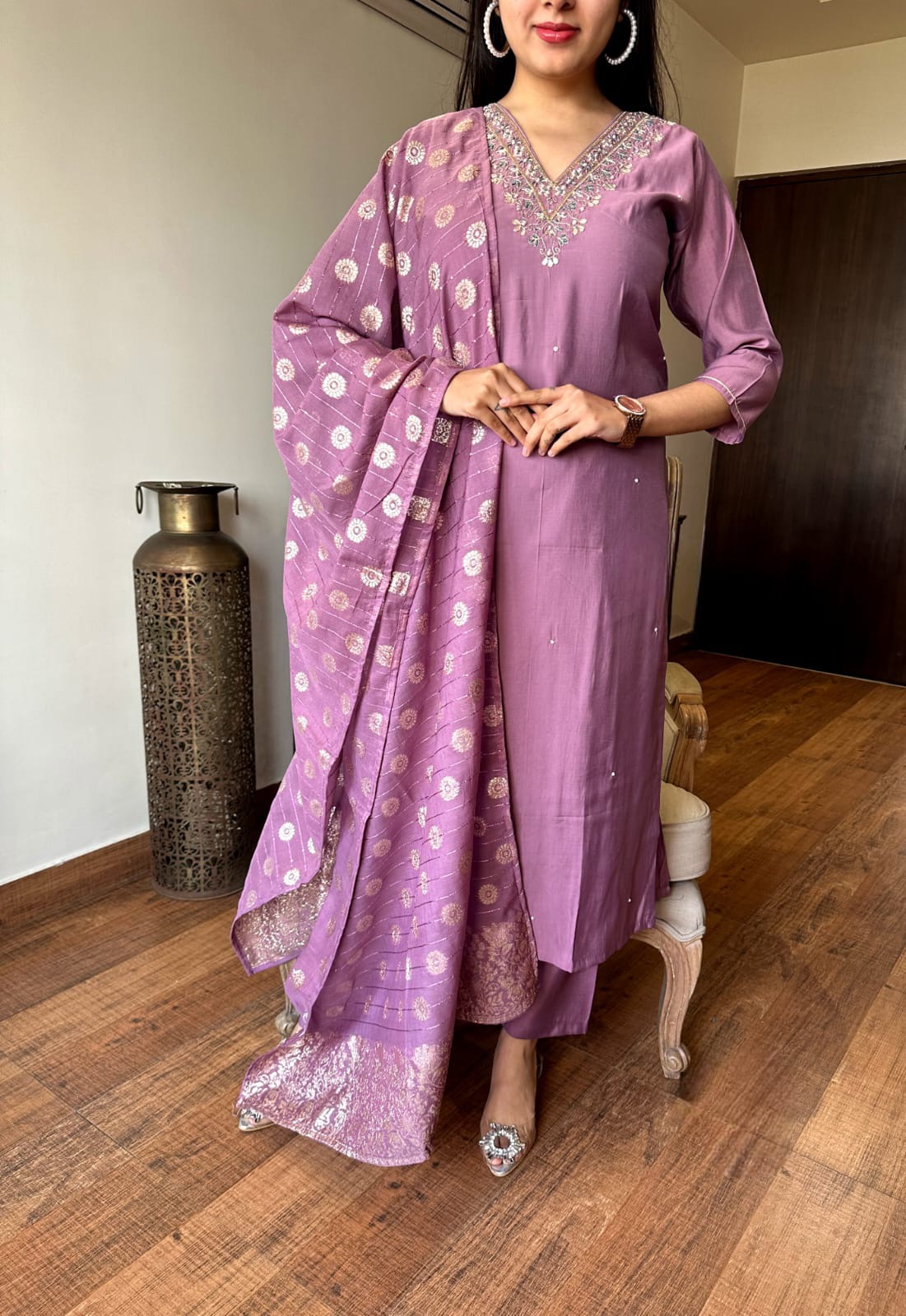 Women Embroidered Chanderi  SILK  kurta set