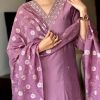 Women Embroidered Chanderi  SILK  kurta set