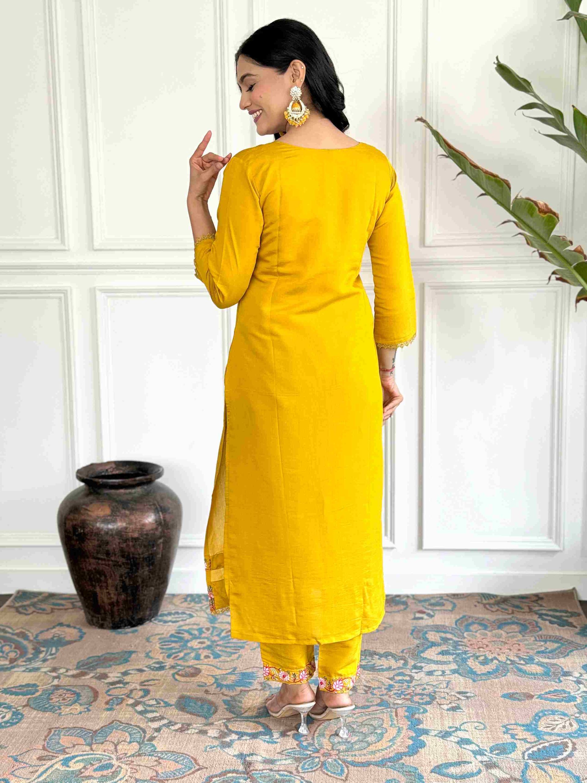 Women Embroidered  kurta set With Dupatta