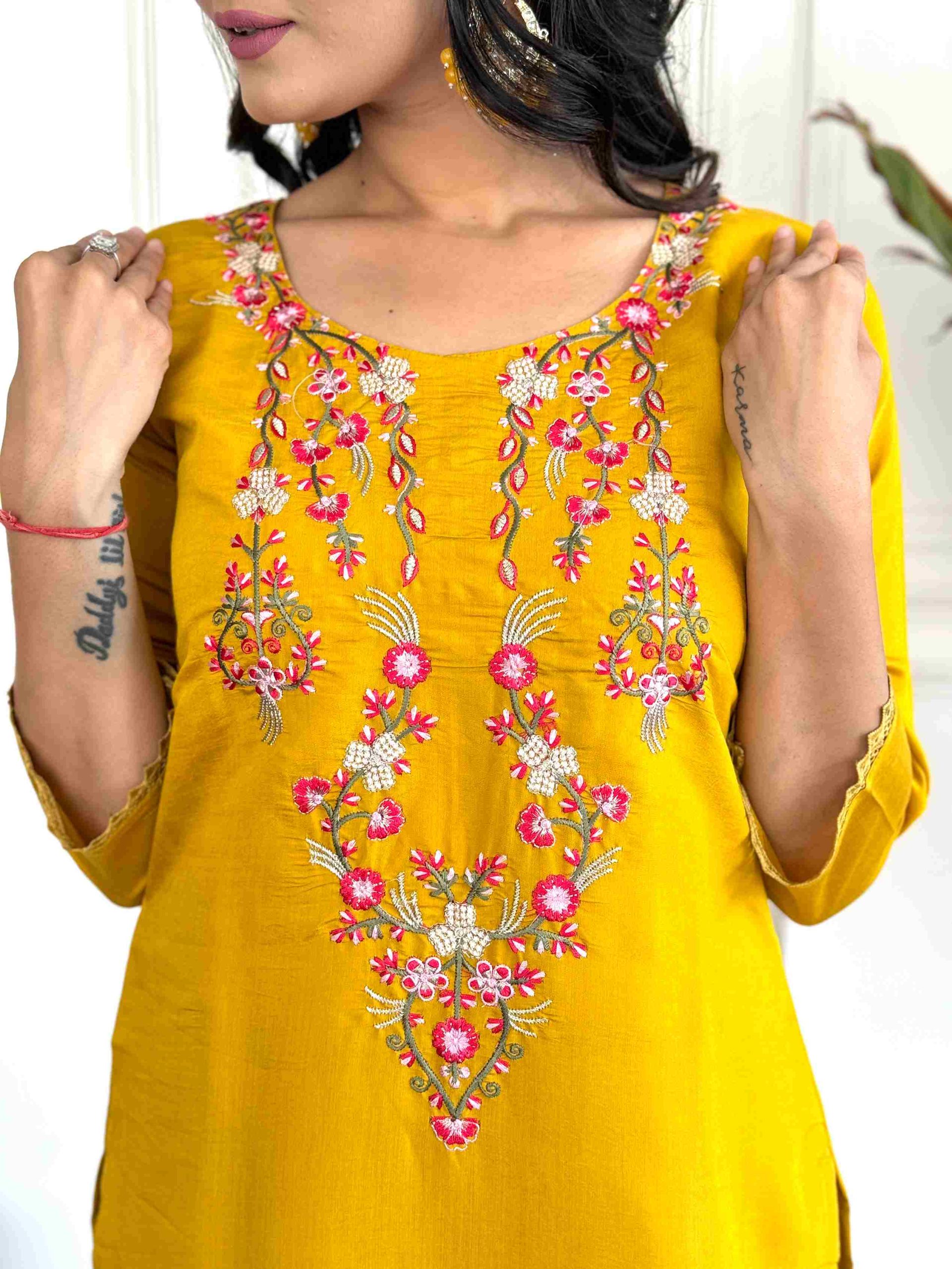 Women Embroidered  kurta set With Dupatta