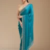 Blue Stonework (Gold) Chiffon Saree