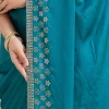 Blue Stonework (Gold) Chiffon Saree