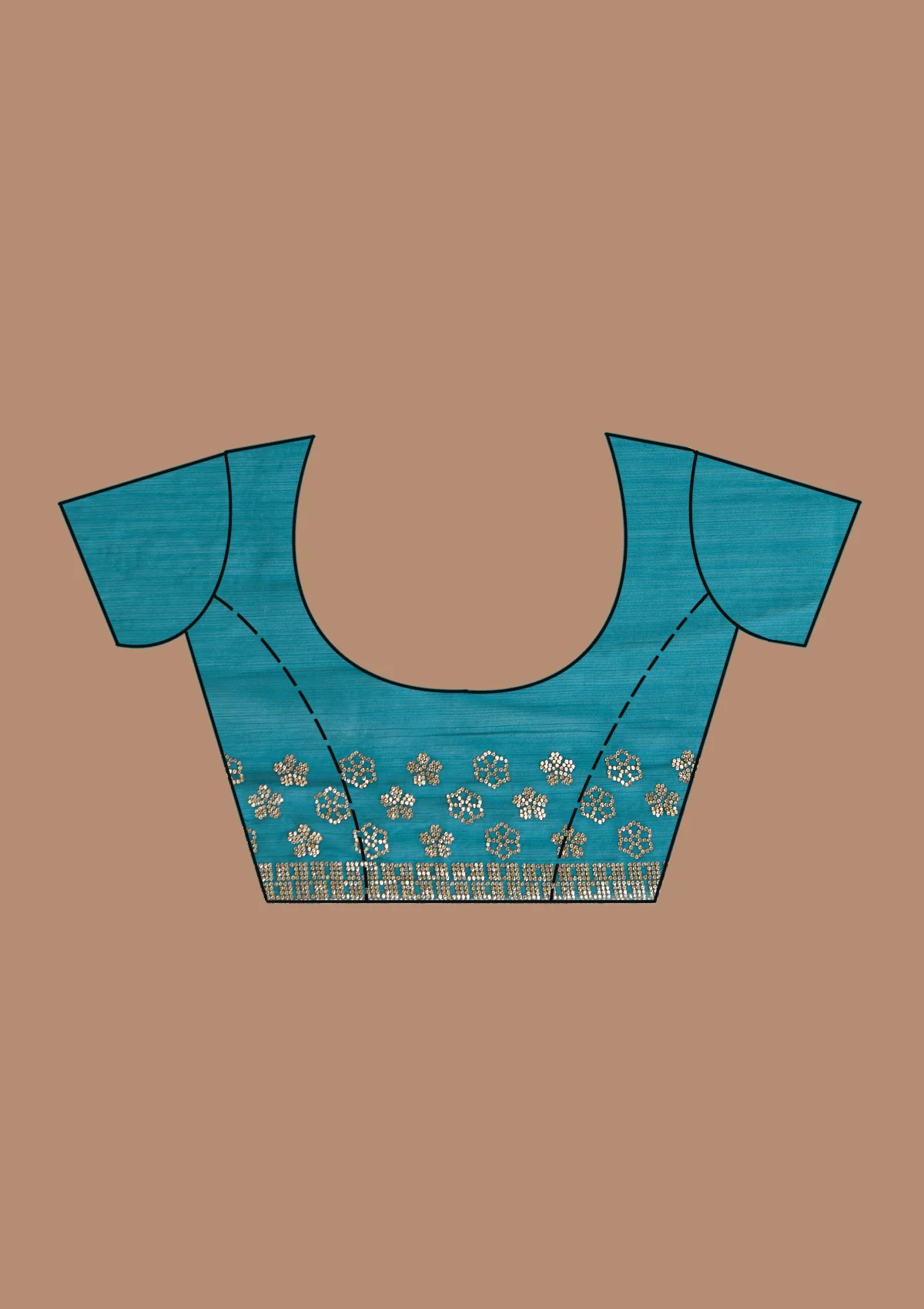 Blue Stonework (Gold) Chiffon Saree