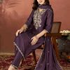 Embroidered Vichitra & Embroidered Dupatta Set