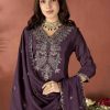 Embroidered Vichitra & Embroidered Dupatta Set