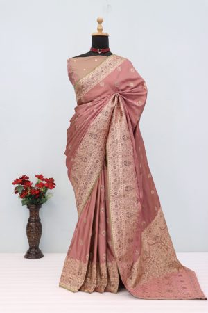 Dusty Rose Banarasi Silk Saree