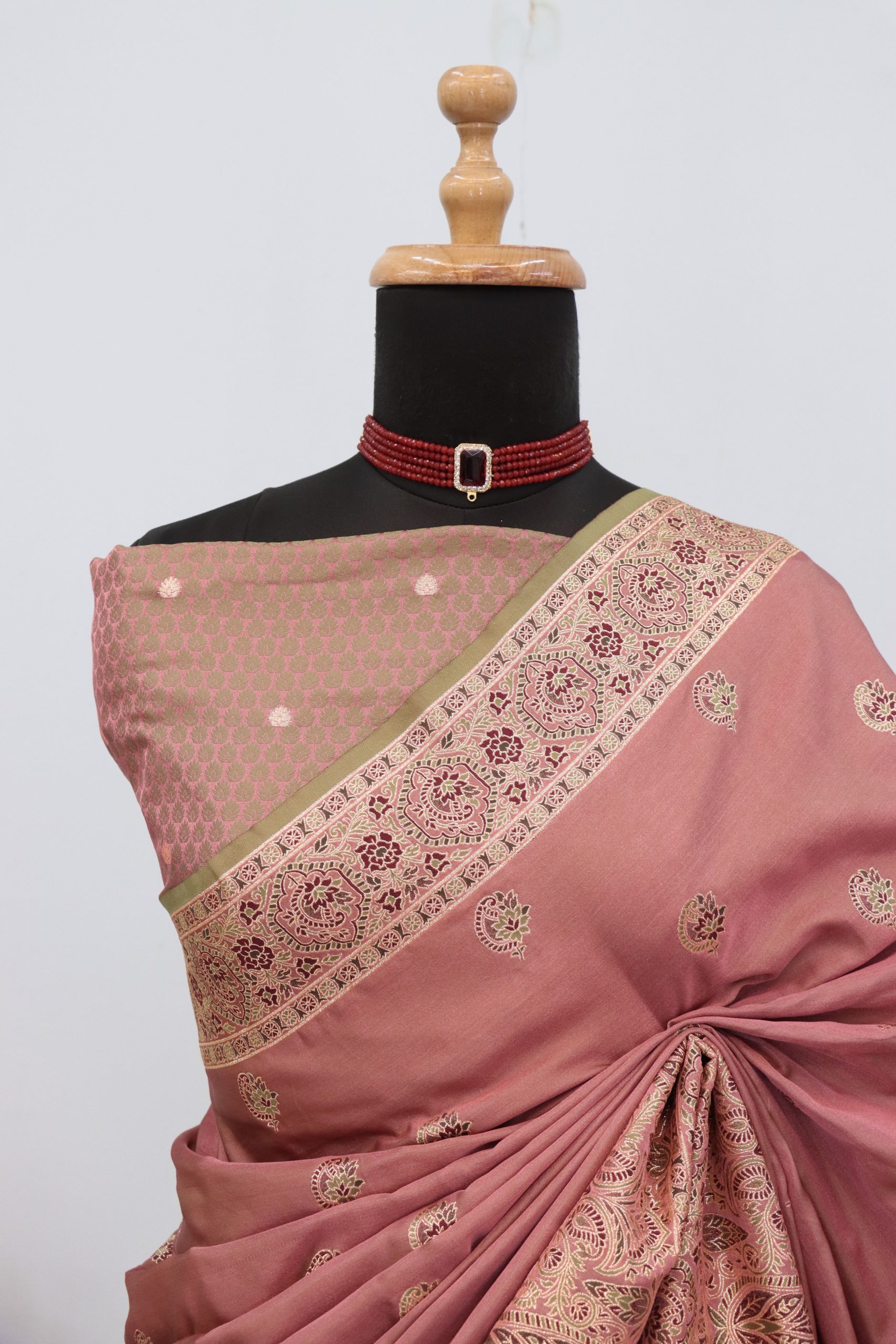 Dusty Rose Banarasi Silk Saree