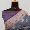 Grey & Purple Banarasi Silk Saree