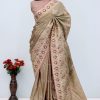 Beige & Blush Pink Banarasi Silk Saree