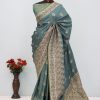 Teal Blue Banarasi Silk Saree