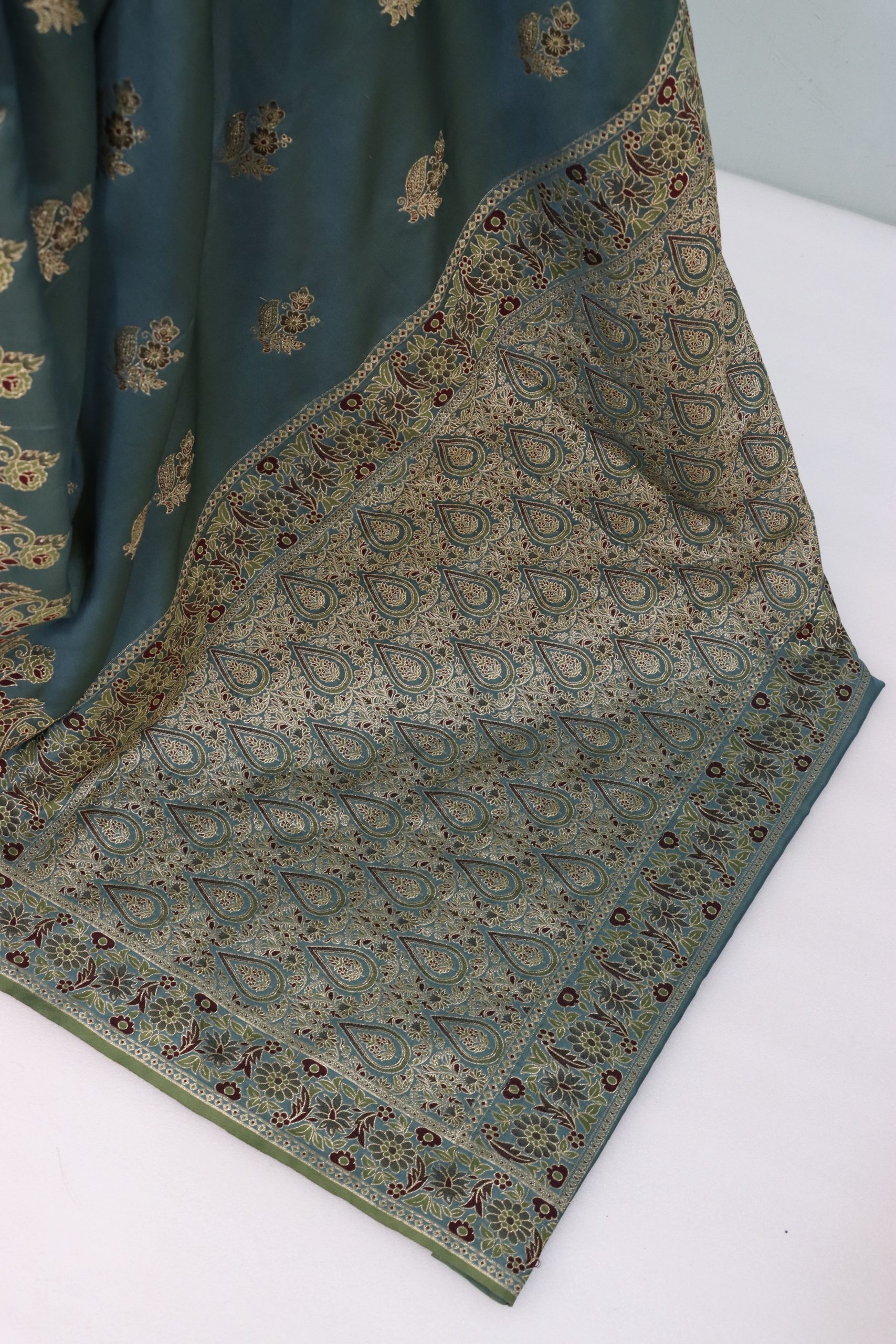 Teal Blue Banarasi Silk Saree