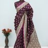 Wine Purple Banarasi Silk Saree