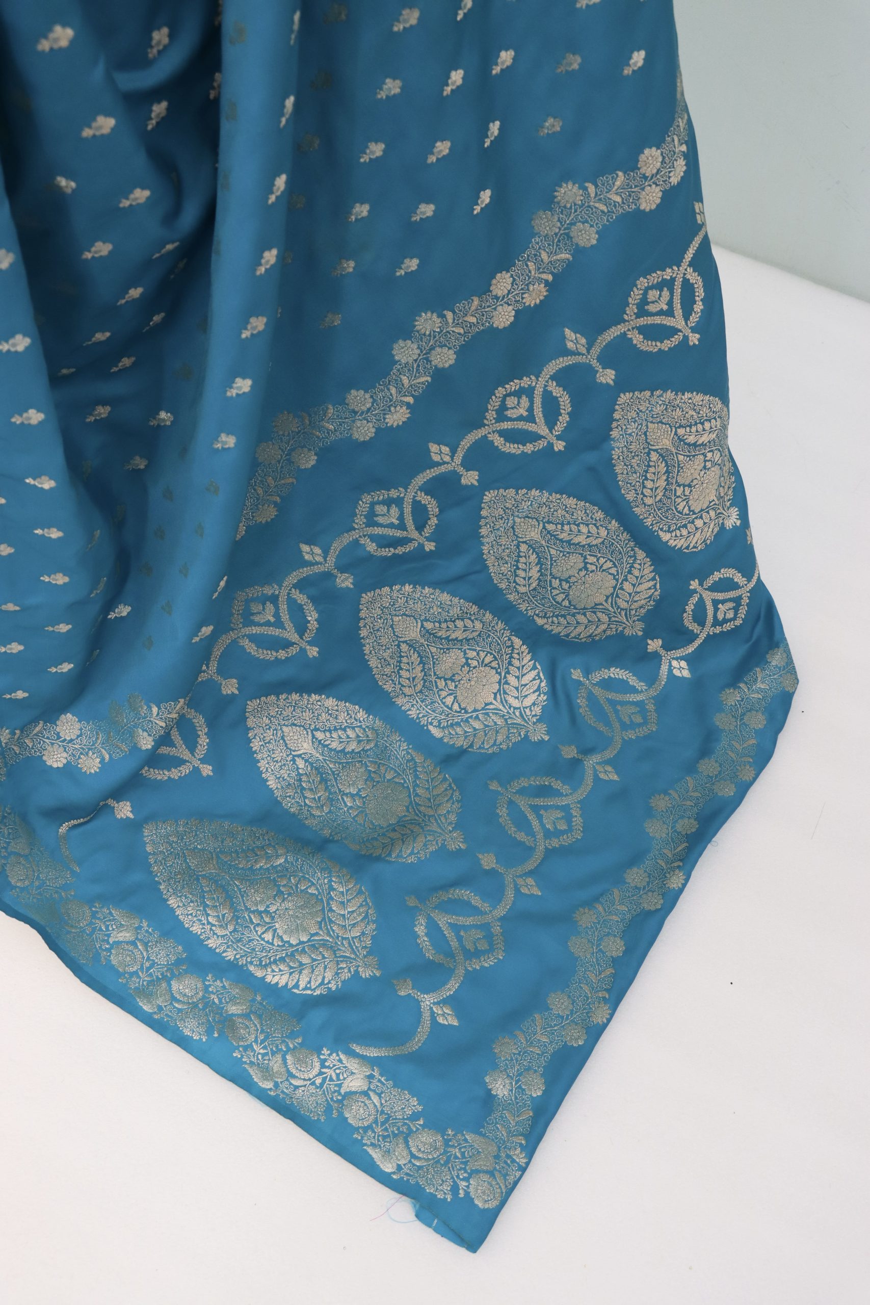 Teal Blue Banarasi Silk Saree