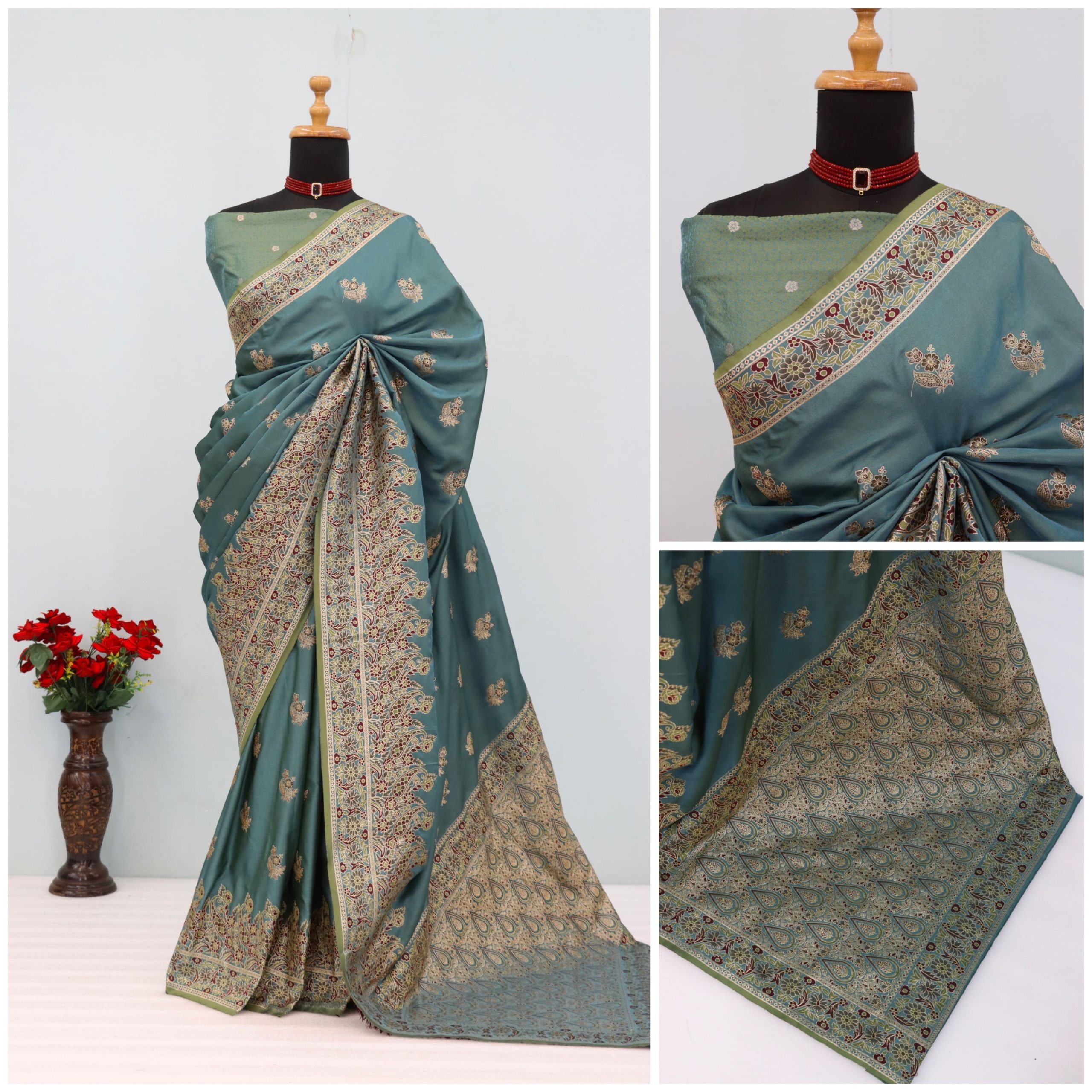 Sea Green Banarasi Silk Saree