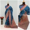 Teal Blue Banarasi Silk Saree