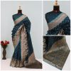 Dark Teal Banarasi Silk Saree