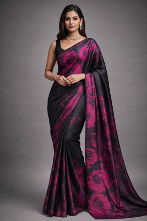 Elegant Floral Printed Saree Premium Party Wear