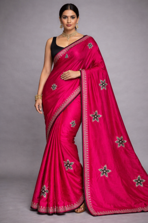 Luxury  Rani Party Wear Saree with Stone Work Details