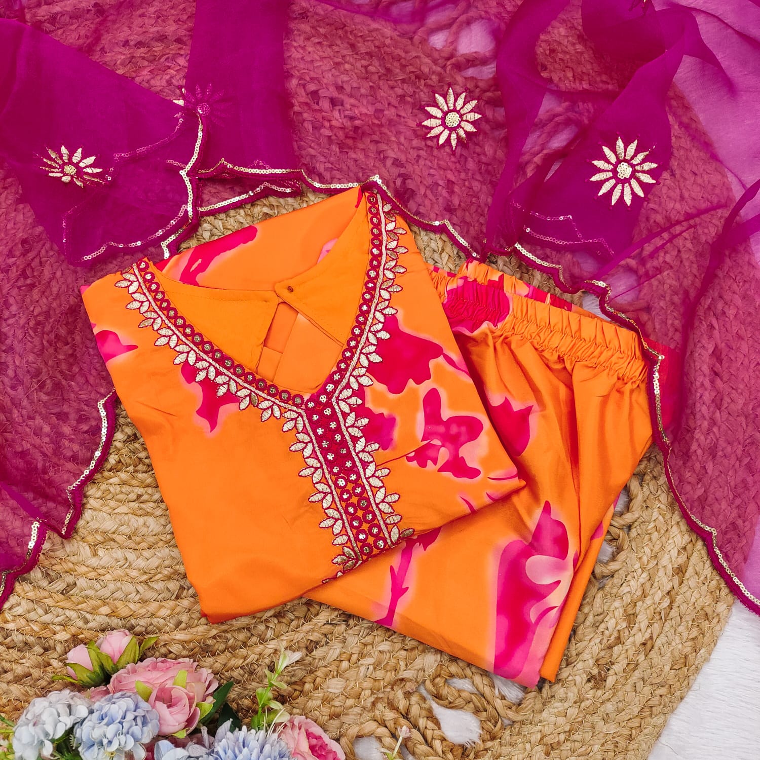 PREMIUM PRINTED TOP with plazo and dupatta set