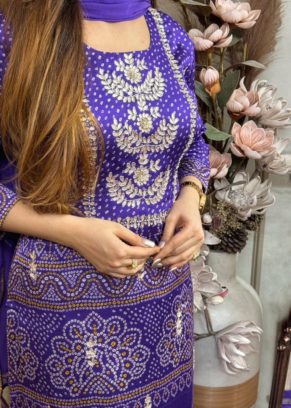 Chinon Kurta Set in a rich purple