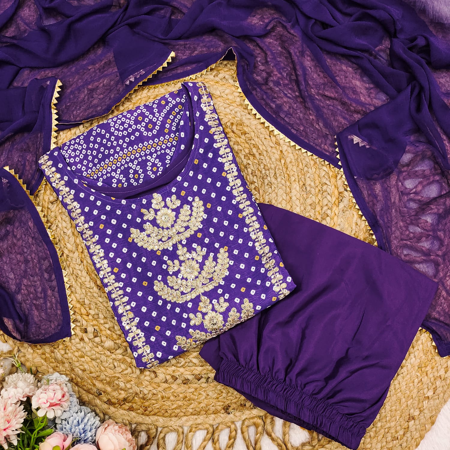 Chinon Kurta Set in a rich purple