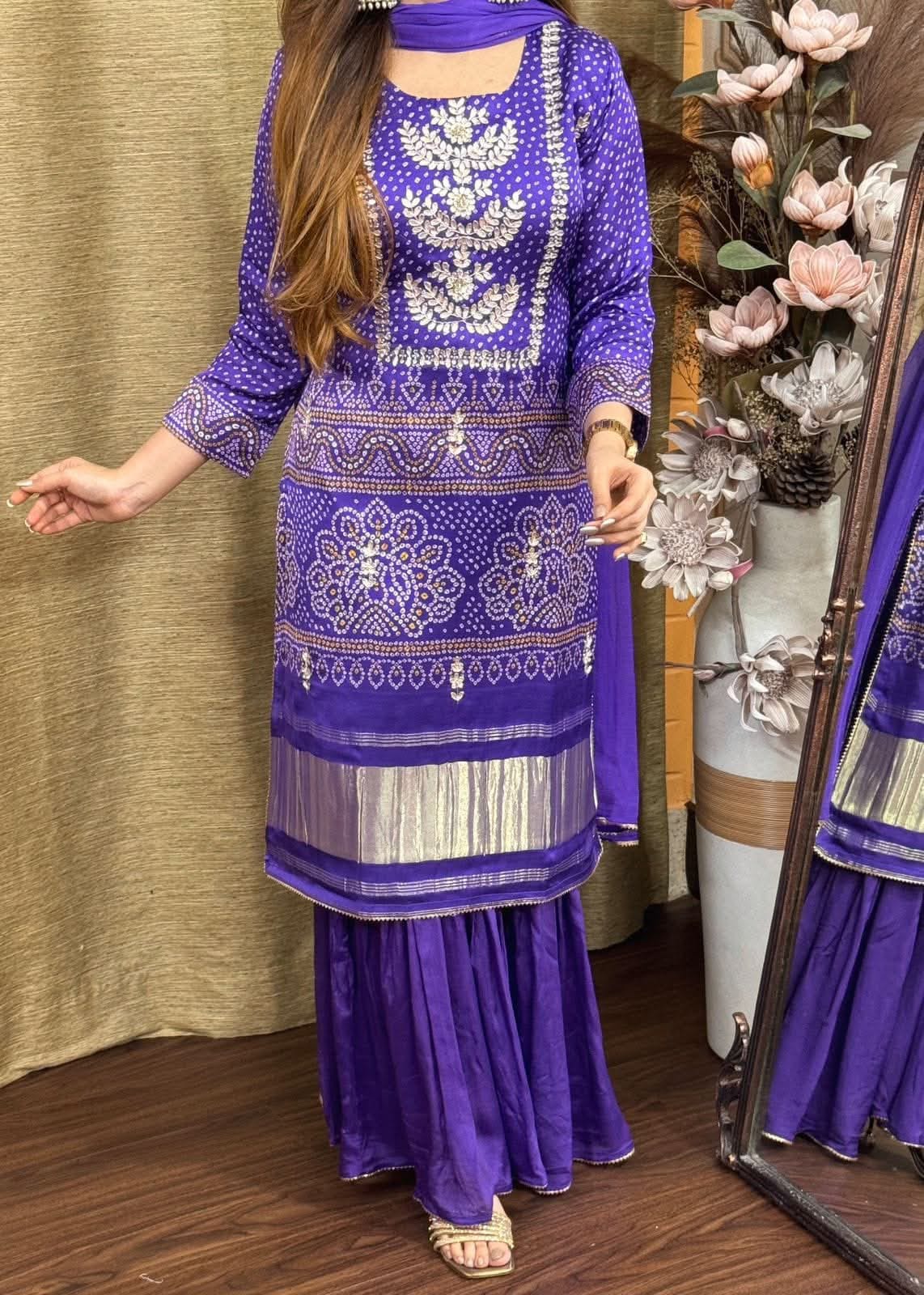 Chinon Kurta Set in a rich purple