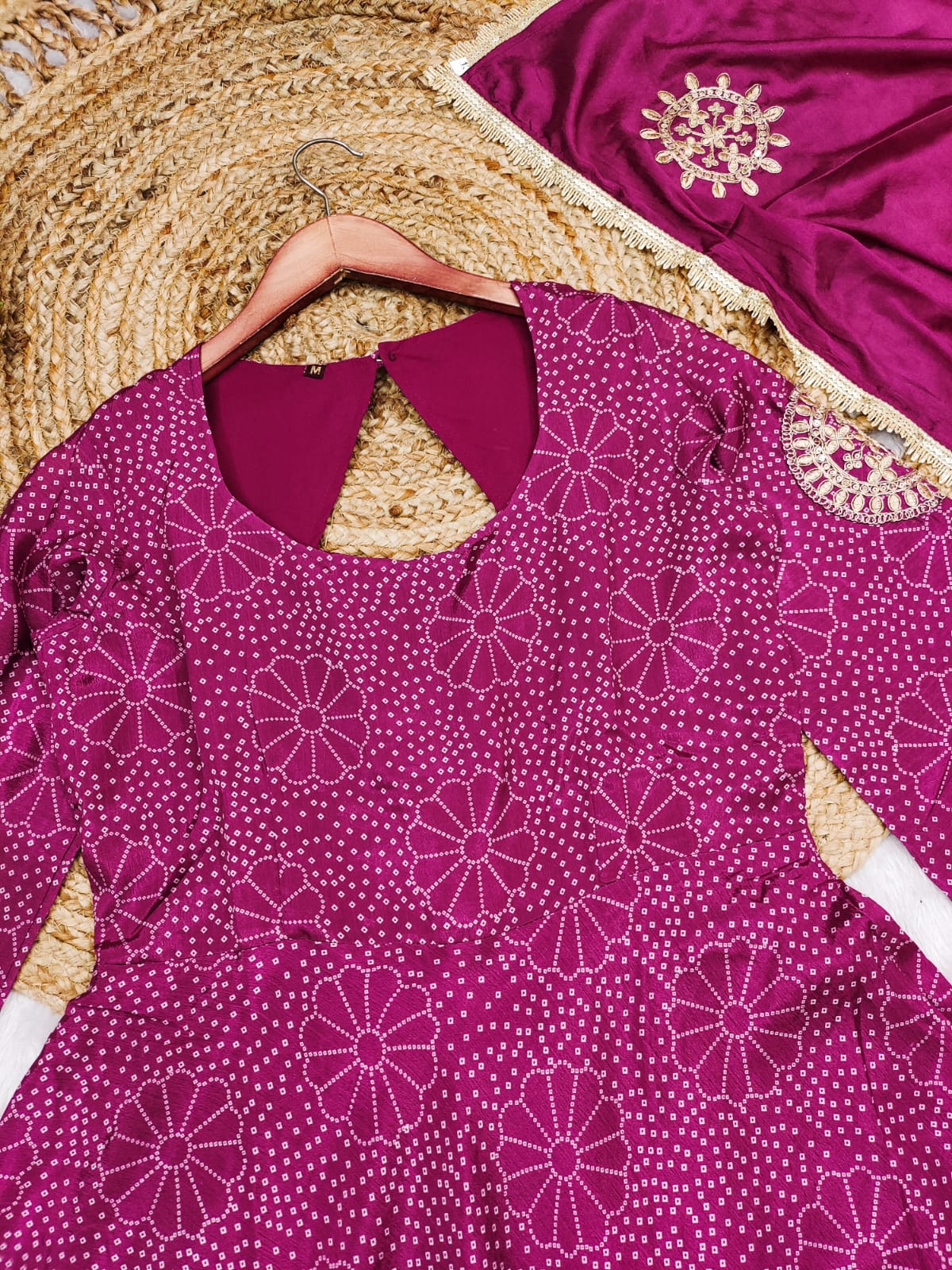 Graceful digital print gown with plazo dupatta