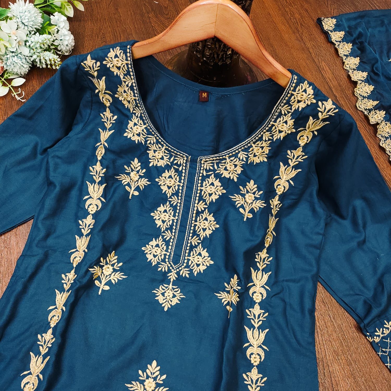 Top plazo and work Embroidery Dupatta