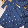 Blue Anarkali style kurti and  dupatta set