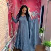 Blue Anarkali style kurti and  dupatta set