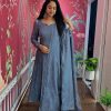 Blue Anarkali style kurti and  dupatta set