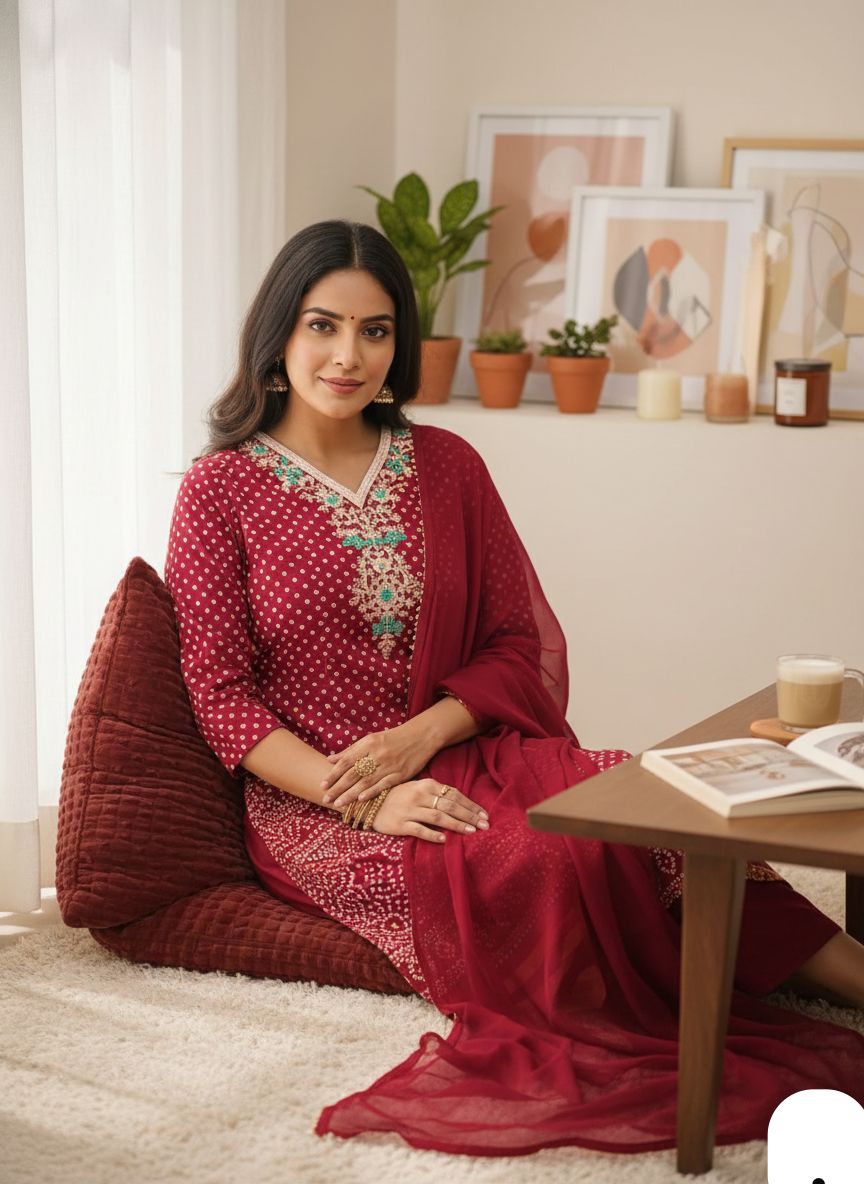 beautiful rani pink Kurata Set