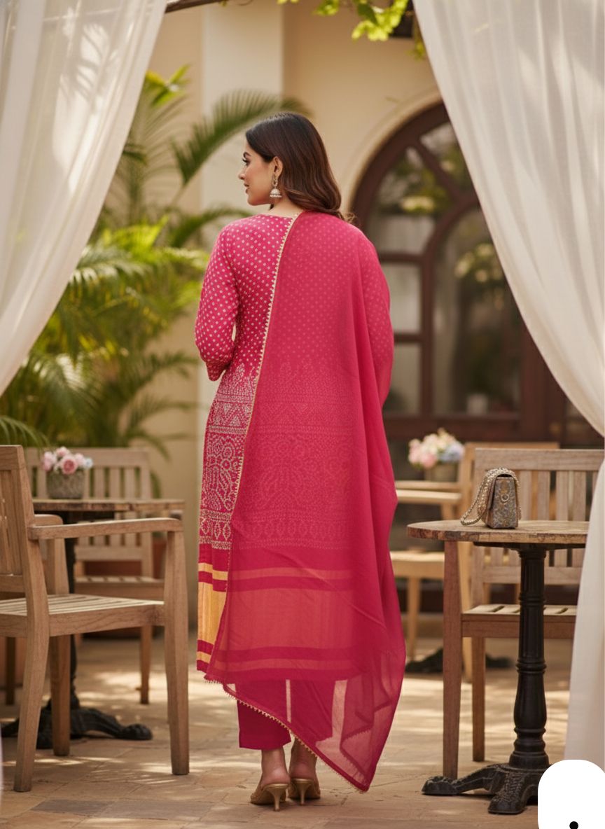 beautiful rani pink Kurata Set