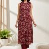 Maroon Digital Prints Kurta Set