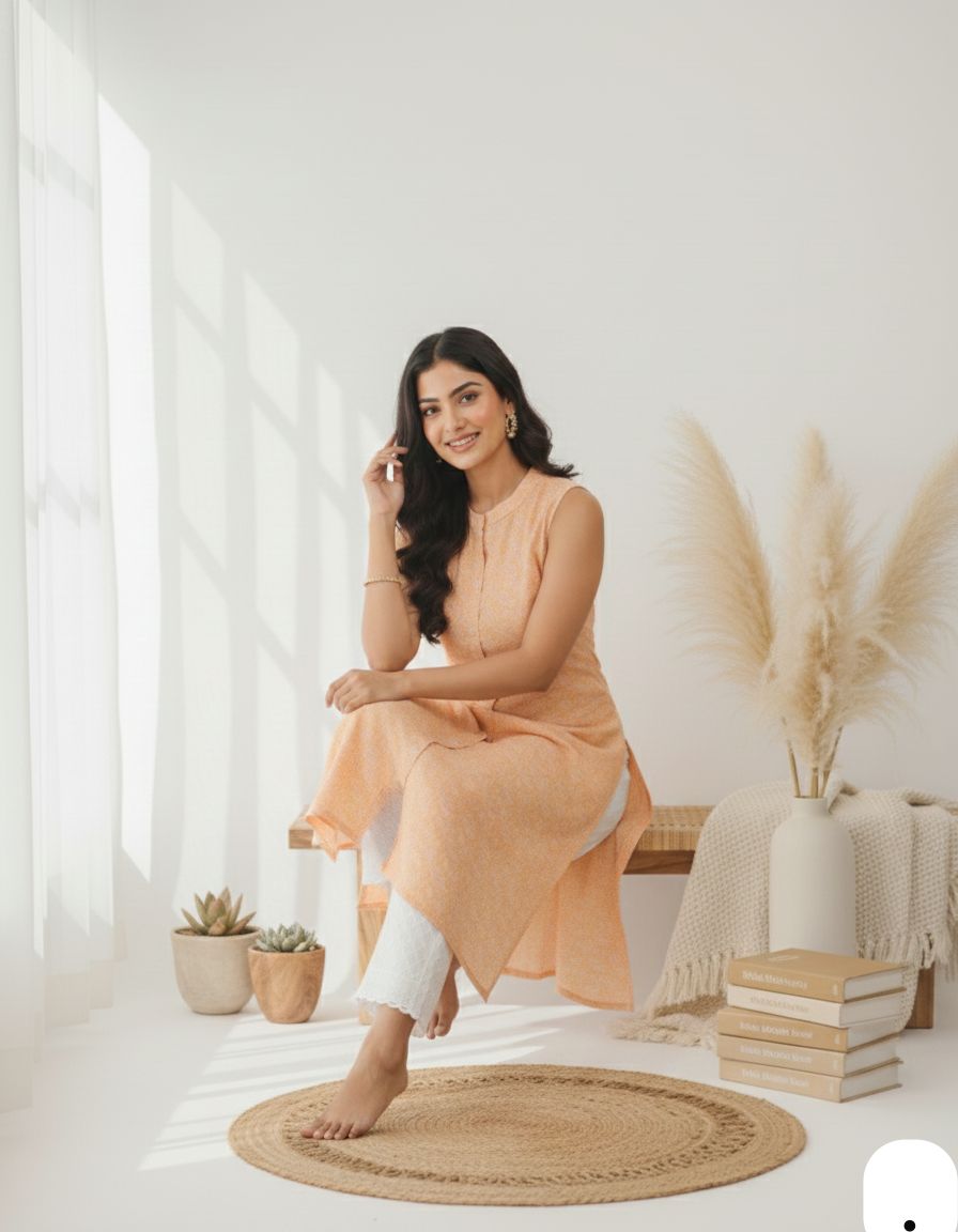 Maroon Digital Prints Kurta Set