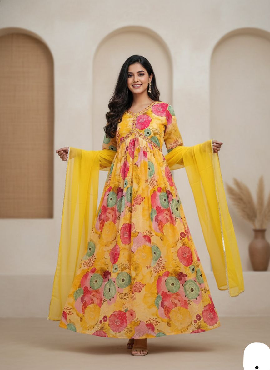 Alia cut kurtis dupatta