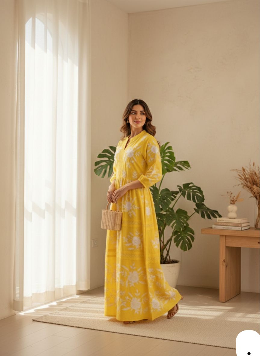 beautiful Long embroidery  gown