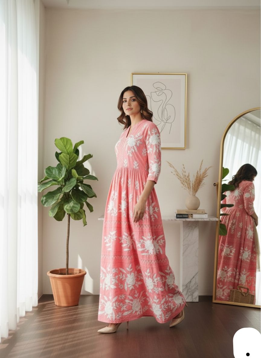 Beautiful Long embroidery gown