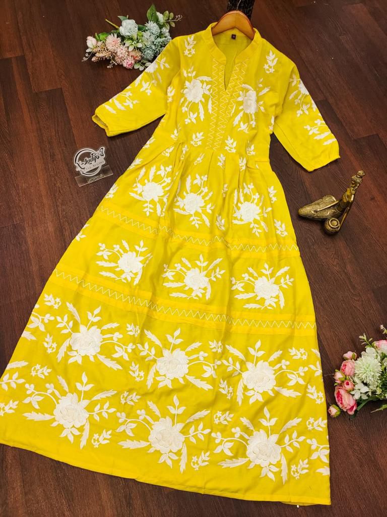 beautiful Long embroidery  gown