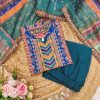 Multicoloured  print with  work and Dupatta