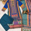Multicoloured  print with  work and Dupatta