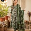 Green Anarkali Stitchied Suit Set