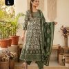 Green Anarkali Stitchied Suit Set
