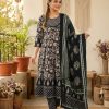 Black Anarkali Stitchied Suit Set