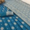 Teal Blue Banarasi Silk Saree