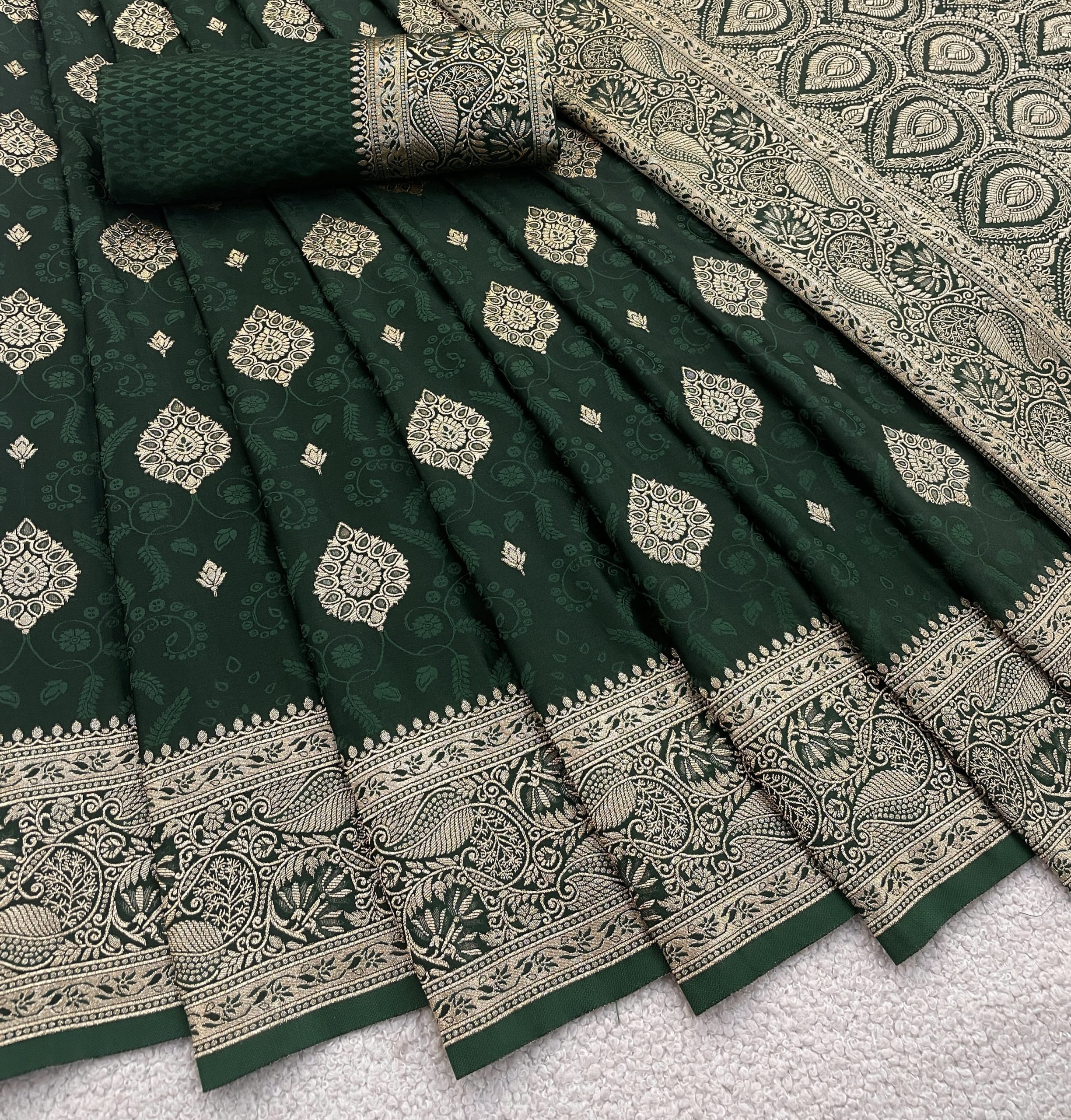 Bottle Green Banarasi Silk Saree